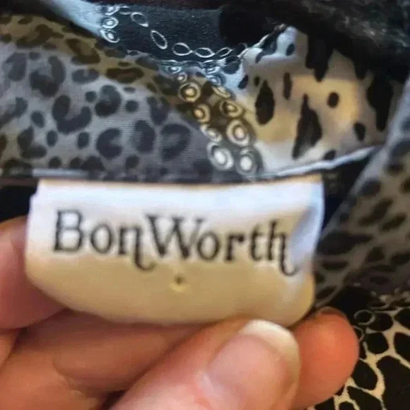 Bon Worth Vintage Burnout Blouse Drape Neck Animal Print Long Sleeve Size Med P - Picture 7 of 7